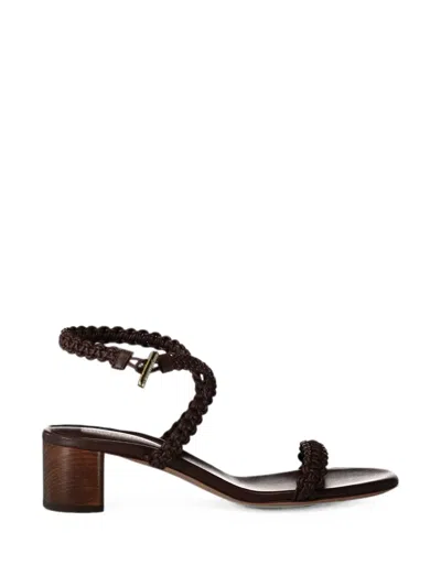 Gianvito Rossi Braided Block-heel Sandals In Brown