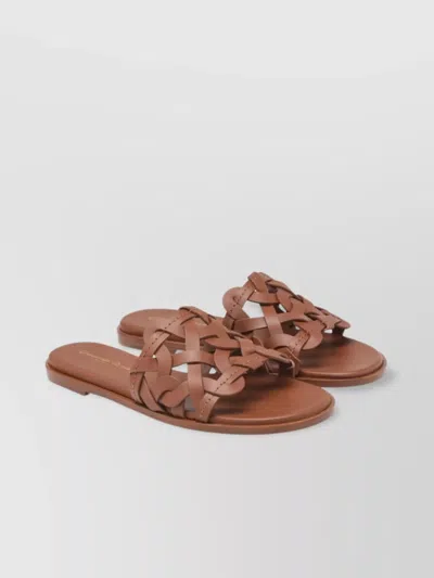 GIANVITO ROSSI BRAIDED LEATHER FLAT SANDALS