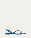 Gianvito Rossi Braided Leather Flat Slingback Sandals In Rio