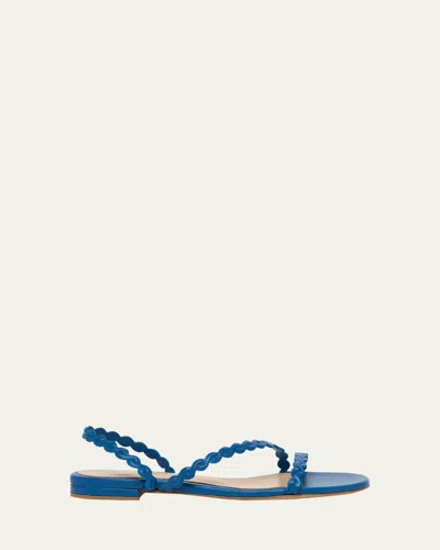 Gianvito Rossi Braided Leather Flat Slingback Sandals In Rio