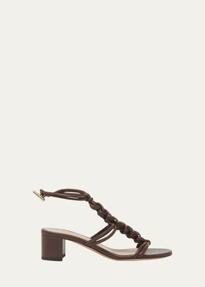 Gianvito Rossi Braided Napa T-strap Sandals In Brown