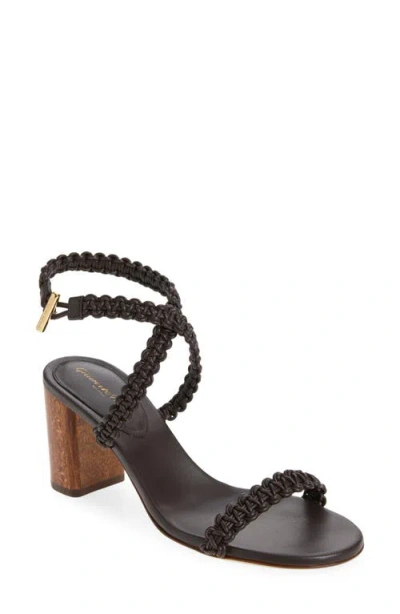 Gianvito Rossi Braided Strap Block Heel Sandal In Brown