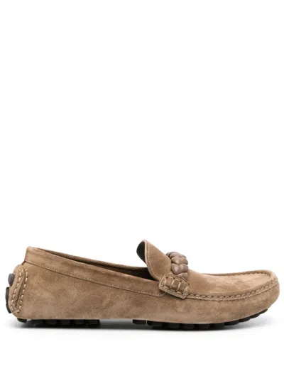 GIANVITO ROSSI BRAIDED SUEDE LOAFERS