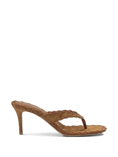 Gianvito Rossi Suede Thong Sandals In Neutral