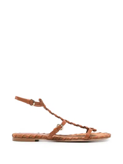 Gianvito Rossi Braided-trim Sandals In Brown