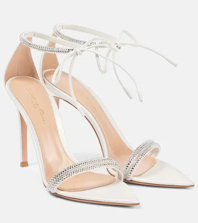 Gianvito Rossi Bridal 85 Embellished Leather Pumps In White