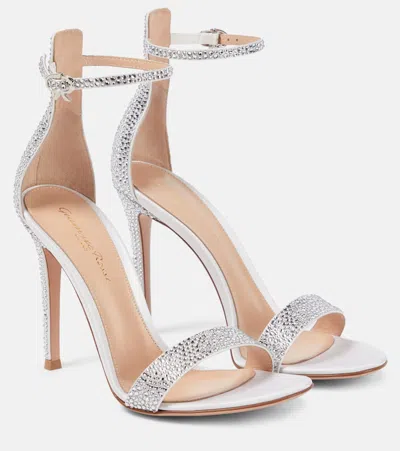 Gianvito Rossi Bridal Glam Satin Sandals In White