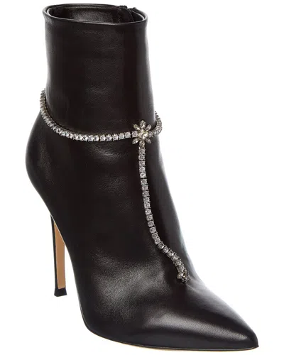 Gianvito Rossi Brilliant 105 Leather Bootie In Black