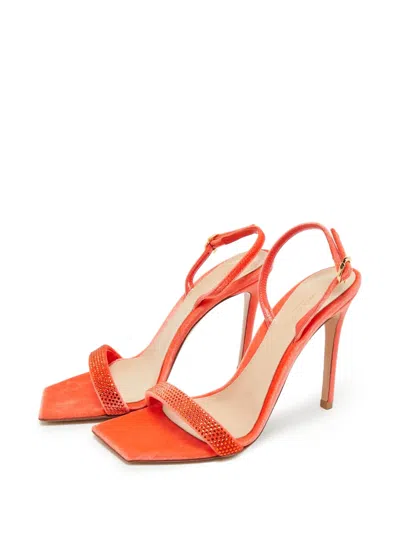 Pre-owned Gianvito Rossi Britney Velvet Slingback Sandals In Orange