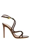 Gianvito Rossi Strappy Metallic Buckle Open Toe Sandals In Brown
