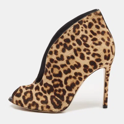 Pre-owned Gianvito Rossi Brown Calf Hair Vamp Booties Size 36