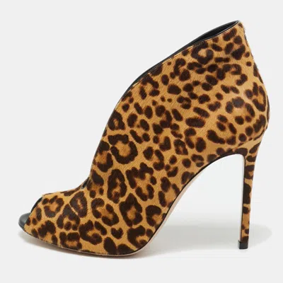 Pre-owned Gianvito Rossi Brown Calf Hair Vamp Booties Size 41