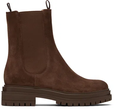 GIANVITO ROSSI BROWN CHESTER CHELSEA BOOTS