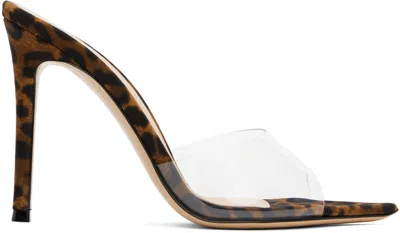 Gianvito Rossi Brown Elle 85 Mules In Trasp+leopard Print