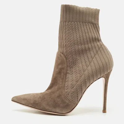 Gianvito Rossi Brown Fabric And Suede Ankle Length Boots