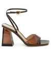 GIANVITO ROSSI BROWN GLASS PATENT LEATHER SANDALS