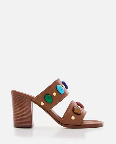 Gianvito Rossi 90mm Beaded Leather Sandals In Brown