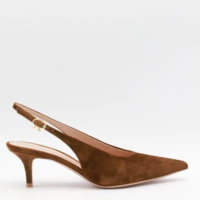 GIANVITO ROSSI BROWN LEATHER PUMPS