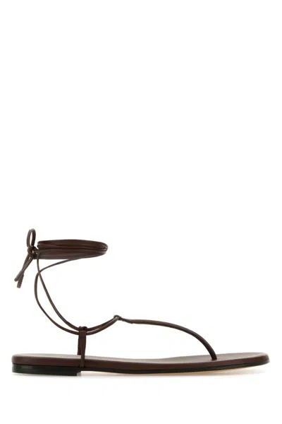 GIANVITO ROSSI BROWN LEATHER SANDALS