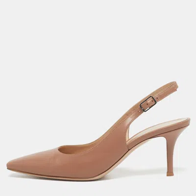 Pre-owned Gianvito Rossi Brown Leather Slingback Pumps Size 38.5