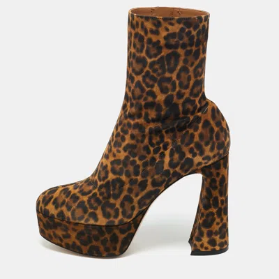 Pre-owned Gianvito Rossi Brown Leopard Print Suede Holly Ankle Boots Size 40