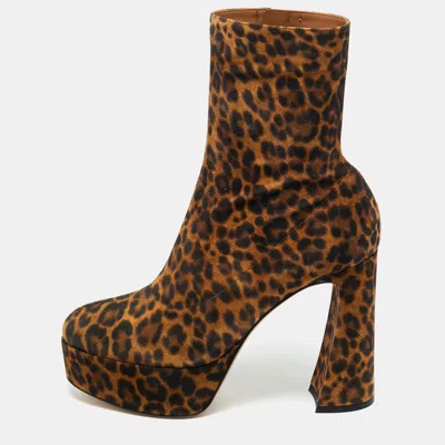 Pre-owned Gianvito Rossi Brown Leopard Print Suede Holly Ankle Boots Size 41