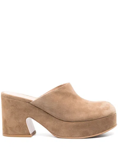 GIANVITO ROSSI LYSS MULES - WOMEN'S - CALF LEATHER/CALF SUEDE/RUBBER