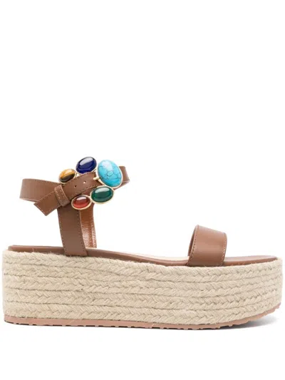 Gianvito Rossi Brown Open Toe Wedges