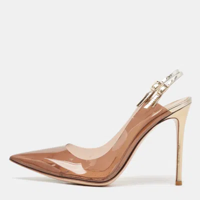 Gianvito Rossi Brown Pvc And Leather Kyle 105 Ankle Strap Sandals