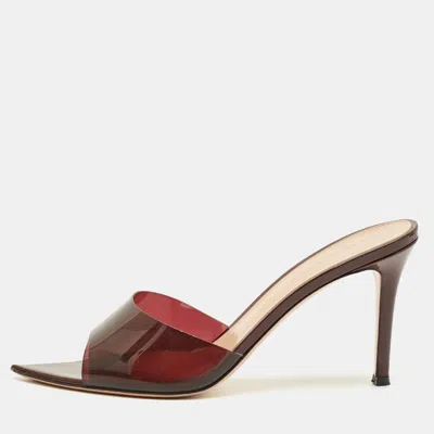 Pre-owned Gianvito Rossi Brown Pvc Elle Slide Sandals Size 40