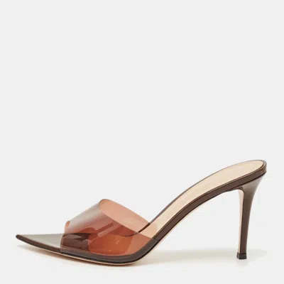 Pre-owned Gianvito Rossi Brown Pvc Elle Slide Sandals Size 42