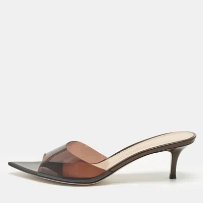 Pre-owned Gianvito Rossi Brown Pvc Plexi Slide Sandals Size 39.5