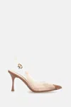 Gianvito Rossi Plexi Patent Leather Cap-toe Slingback Pumps In Brown