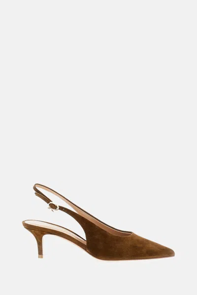 GIANVITO ROSSI WOMEN BROWN SLINGBACK PUMPS, 5 LUXURY PUMPS & HEELS FOR WOMEN DARVEYS