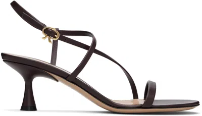 Gianvito Rossi Brown Strappy 55 Heeled Sandals In Bourgogne