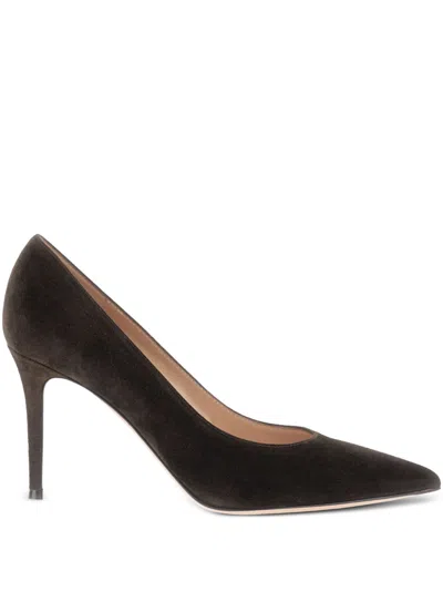 Gianvito Rossi Brown Suede Leather High Heel Shoes