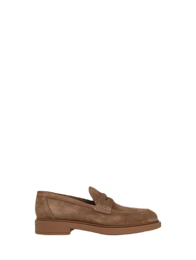 Gianvito Rossi Brown Suede Moccasins For Men | Ss23 Collection In Camel