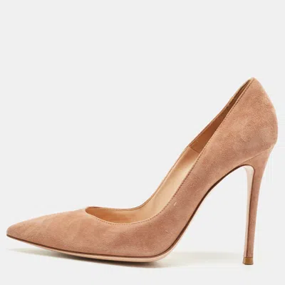 Pre-owned Gianvito Rossi Brown Suede Pointed Toe Pumps Size 41