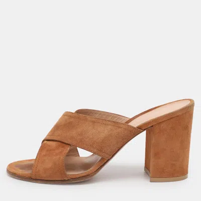 Gianvito Rossi Brown Suede Slide Sandals