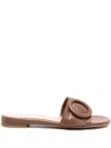 Gianvito Rossi Buckle-detail Leather Slides In Brown