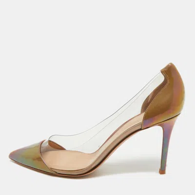 Pre-owned Gianvito Rossi Brown/transparent Patent Leather And Pvc Plexi Pumps Size 41