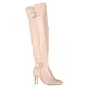Gianvito Rossi Buckle Detail Over-the-knee Heeled Boots In Nude Leather In Brown
