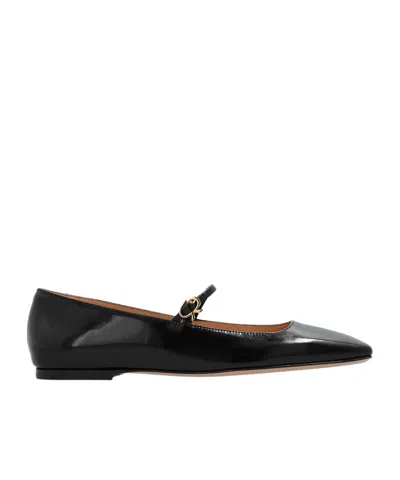 GIANVITO ROSSI BUCKLE-FASTENING LEATHER BALLERINA SHOES