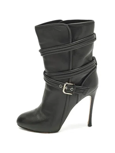 Pre-owned Gianvito Rossi Buckle Leather Boots In Black