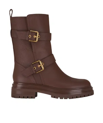 GIANVITO ROSSI BUCKLED LEATHER ANKLE BOOTS