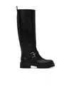 Gianvito Rossi Leather Buckle Lug-sole Moto Boots In Black