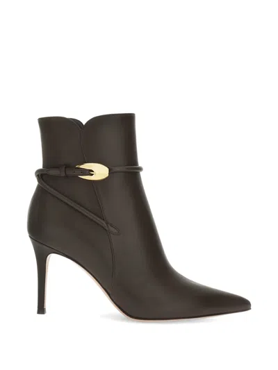 Gianvito Rossi Buckle-detail Leather Ankle Boots In Brown