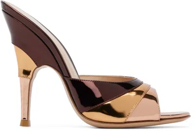 Gianvito Rossi Metallic Finish Stiletto Heel Open Back Mules In Brown