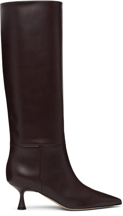 Gianvito Rossi Burgundy Heeled 55 Tall Boots
