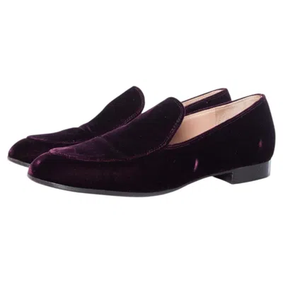 Pre-owned Gianvito Rossi , Burgundy Marcel Velvet Loafers. In Red
